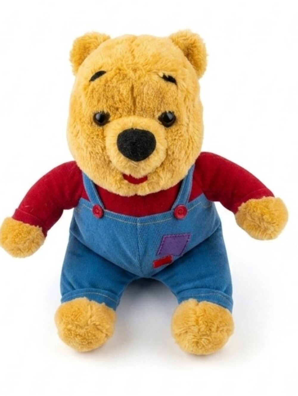 Disney Winnie the Pooh Talking Plush Bear Blue Overalls Red Shirt Stuffed Animal